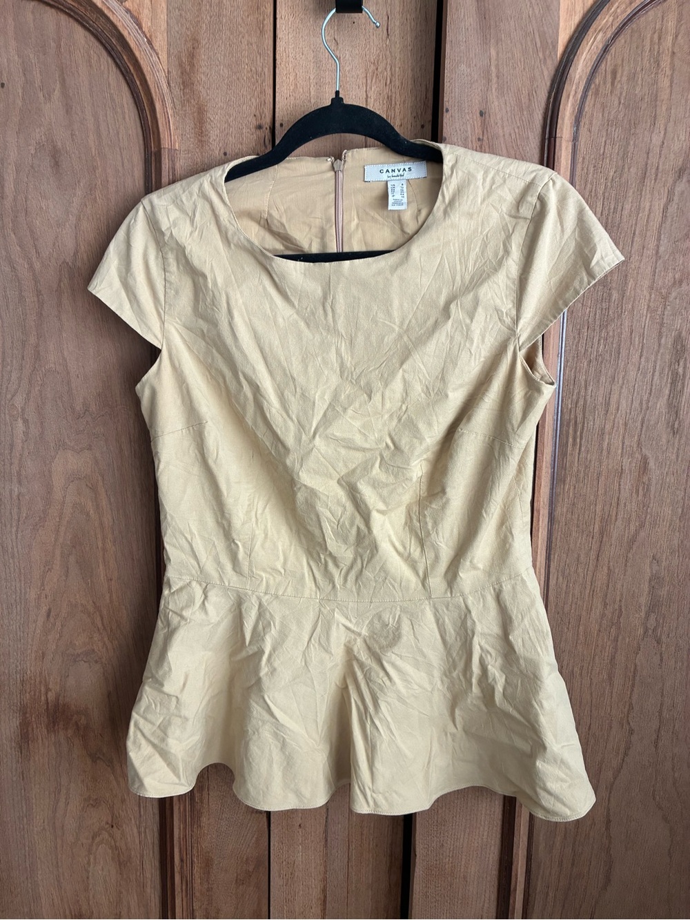 Bella Canvas Beige Peplum Cap-Sleeve Top